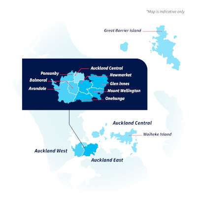 View larger map of Auckland City police district in pop up box.