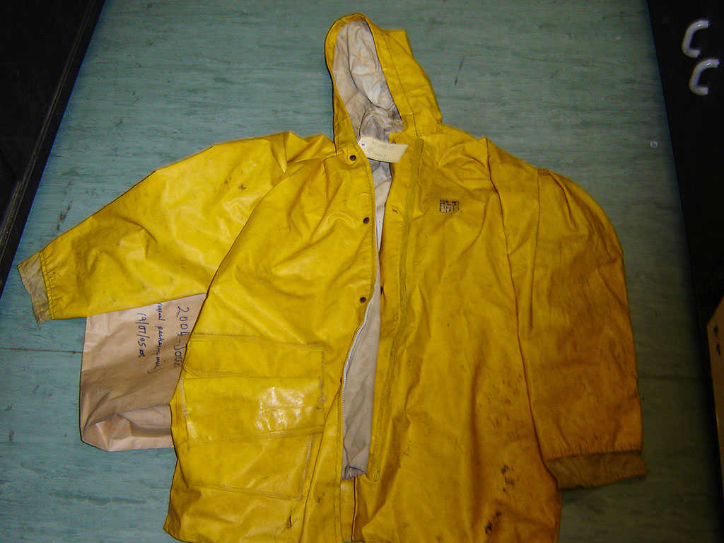 Katrina was wrapped in this yellow raincoat.