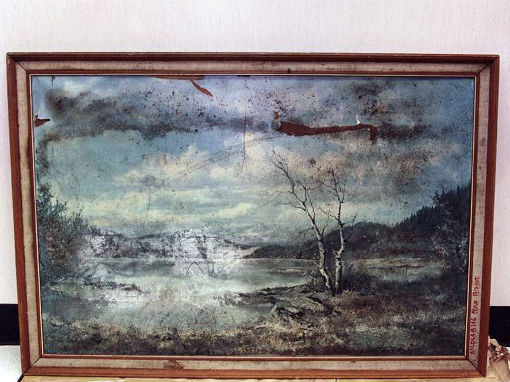 A large landscape print found near Katrina’s body.