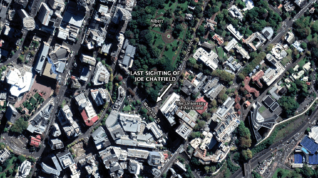 The area in Wellesley Street, Auckland, where Joe was last seen