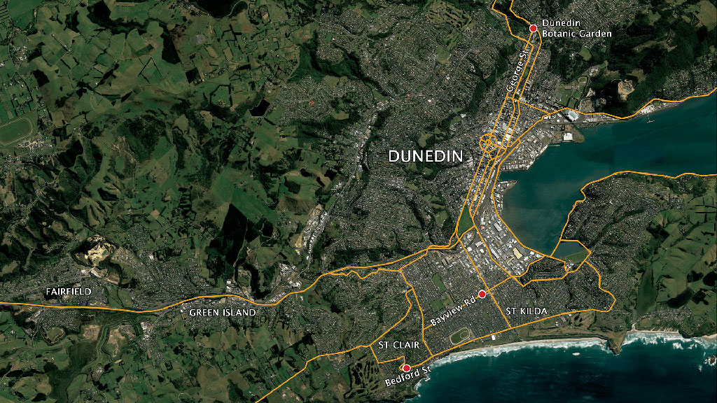 Map showing South Dunedin area and the city