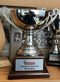 The Crusaders Salute to Service Champion trophy.