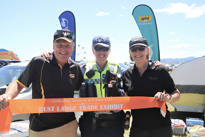 The road safety-themed stand from Police, Tasman District Council, AMI and Downer won 'Best in Show' for the large trade exhibits. 