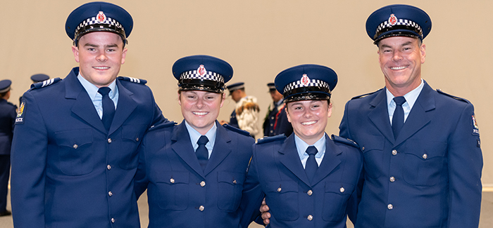 The McVey clan - Sergeant Matt, Constables Emma and Makaela, and dad Peter.