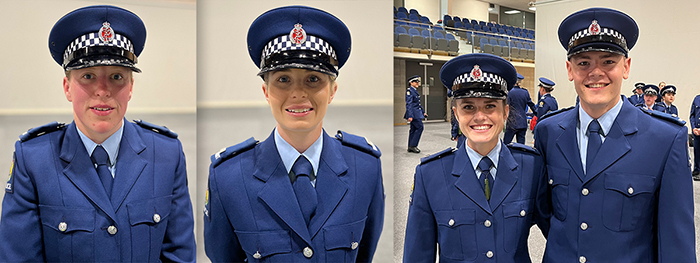 Sporting Constables Georgia Mason, Kate Cowan, and Natasha and Jacob Cowx-Chesnutt. Natasha was supporting her brother after her own graduation in June.