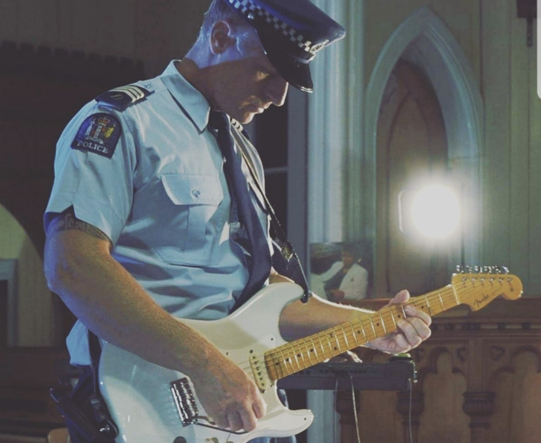 Craig playing the national anthem in uniform as part of the 2019 Anzac commemorations.