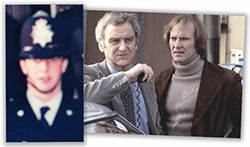 A fresh-faced Mick in 1981 - and not so fresh-faced, Regan and Carter, aka The Sweeney.