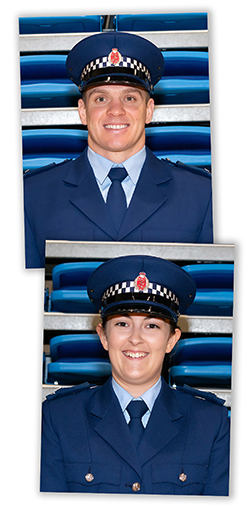 Individual head shots of Constables Angus McDonald and Alexandra Wilson.