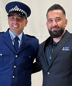 Constable Ammar Alsaleh with fellow Syrian and colleague Rabia Talal Almbaid.