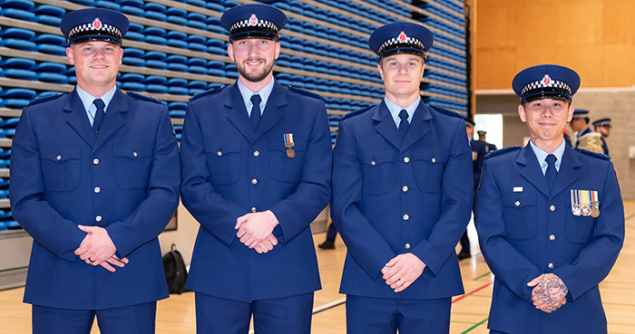 Award winners, from left: Constables Karl Northey, Kieran Carter, George Vance and James Cheng.