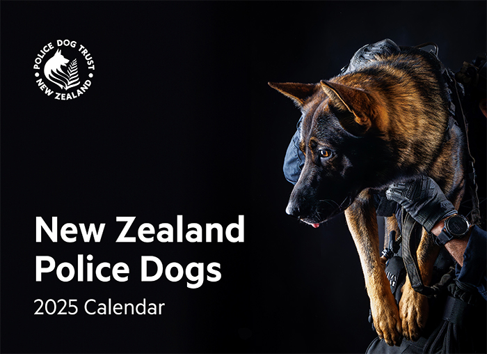 The cover of the New Zealand Police Dogs 2025 Police Dog Trust calendar
