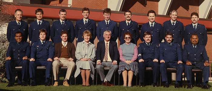 Instructors at RNZPC, 1986. Alan is in the back row, fourth from left.