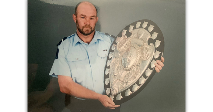 Garry has enjoyed his involvement in Police Sport, rugby in particular. Pictured here with the Ranfurly Shield.