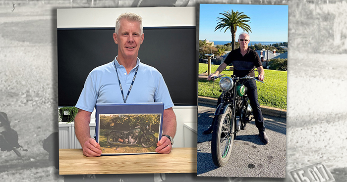 Senior Constable Allan Wells with his file on the case, and Ken reunited with the treasured Sloper.