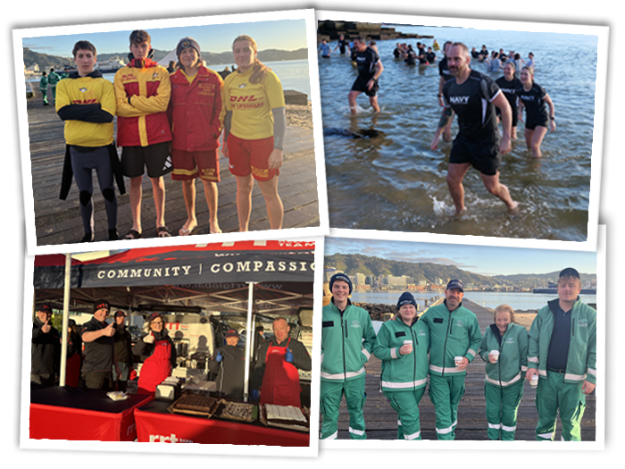 Plunge partners included Surf Lifesaving New Zealand, Wellington Free Ambulance, NZDF and Rapid Relief Team.
