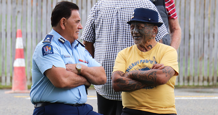 'The relationship has stood the test of time'. Wally with Tūhoe activist - and Operation Eight arrestee - Tame Iti at the opening of Taneatua Police Station in 2023.