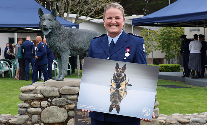 Sergeant Jane Dunn was presented with a print of her award-winning calendar photo.