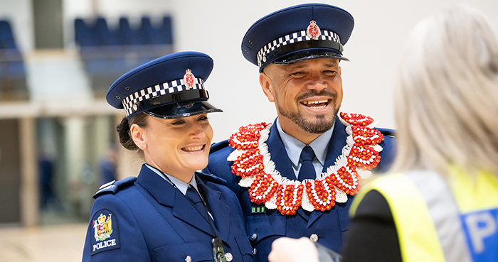 Constables Louise Hunger and Tomasi Nuku.