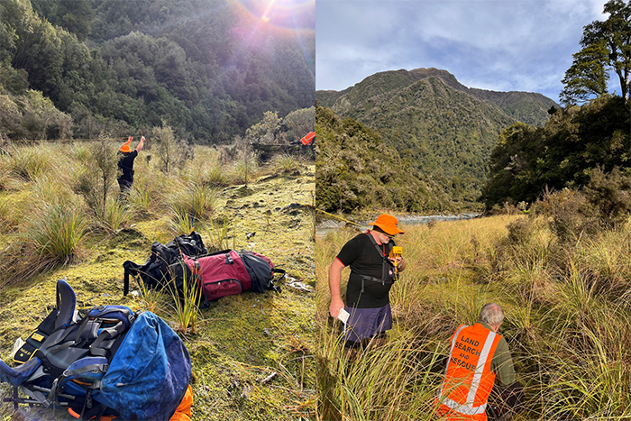 Searchers set up aerials for communications back to the Incident Management Team.