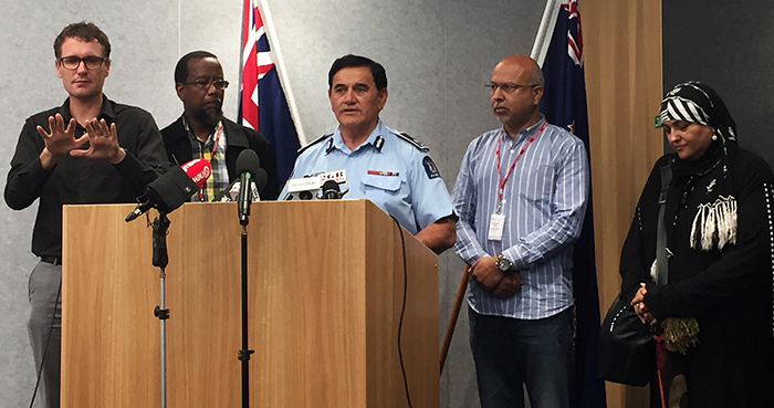 Facing the media in unity with community leaders after the 2019 Christchurch terror attack.