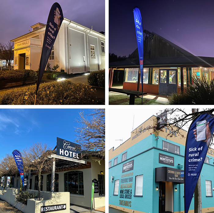 Rural security workshops at (clockwise from top left) Oxford, Culverden, Cheviot and Amberley.