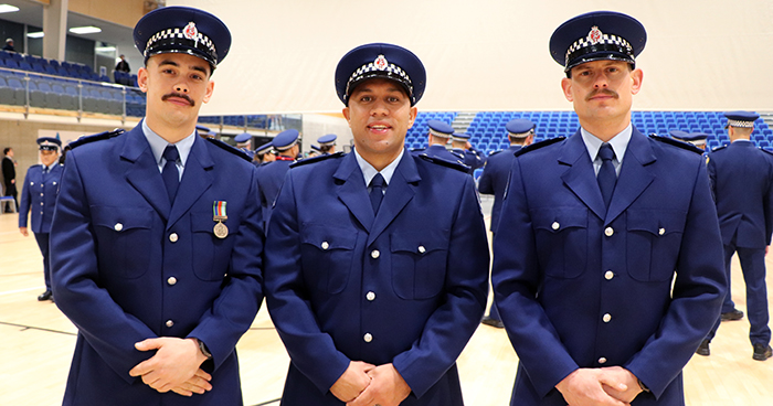 Top award winners, from left: Constables Jaman Mercier, Darin Kingi and Gavin Roos.