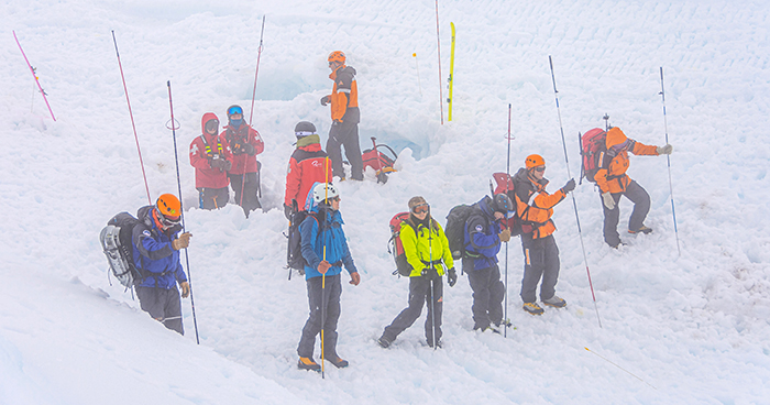 The fog of SAR - practising probing in appropriately challenging conditions. PHOTO CREDIT: A Hoyle.