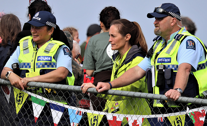 Physical Education Officer Kelly McCallum (middle) was torn while watching the game between Canada and Japan.