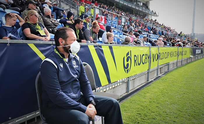Maungaturoto officer llew Smart sat at the side of the pitch on Sunday ready to coordinate any head injury assessments.