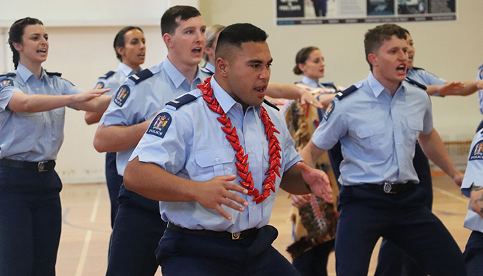 Some of the newly graduated constables performing a haka.