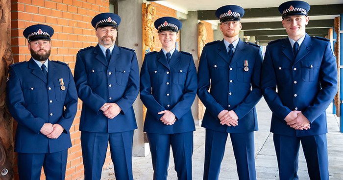Award-winning Constables Jake Low, Benjamin Spenceley, Tyler Courtney, Samuel Ahie and Wernich Pheiffer.
