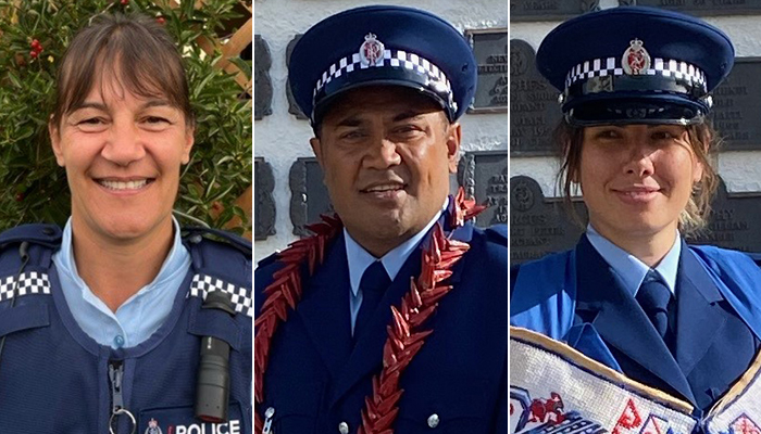From left, Constables Mel Isaacs, Petaia Unoi and Summa Lewis.