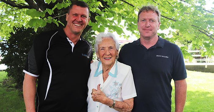 Brenda with her first responders Jeremy and Gareth.
