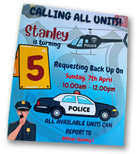 Stanley's birthday invite to Police.