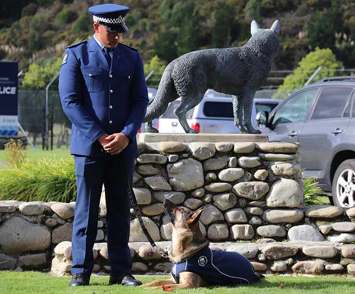 Constable Moses Gunn on parade with Helo 