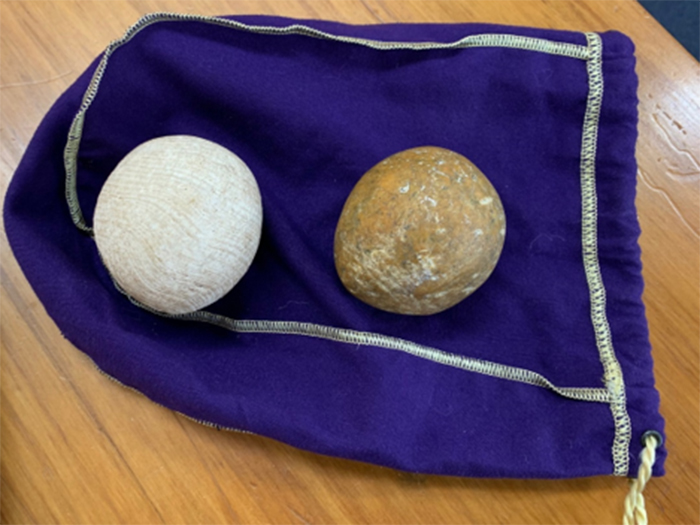 Marble and granite cannon balls.