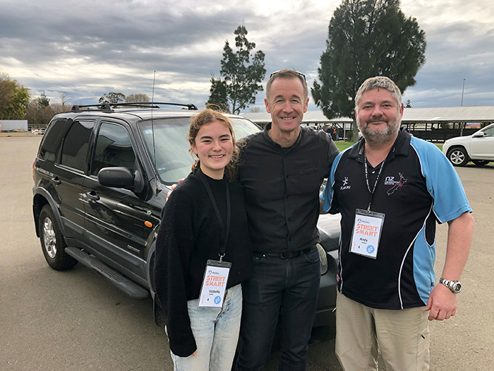 Andy Radka (right) with his daughter Isabella (left) and motorsport legend, Greg Murphy.