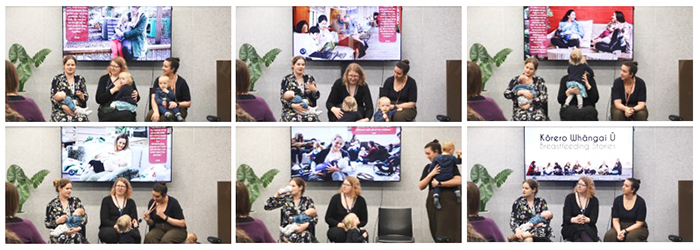 Christina and two other breastfeeding mums, one from Police and one from St John, sharing their stories about returning to work and breastfeeding in the workplace, at the certification event.