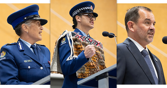 Commissioner Tania Kura, Leadership Award winner Constable Etham Holtz and Patron Zion Armstrong all addressed the graduation.
