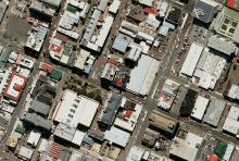 Aerial view of the Wellington Trades Hall building.