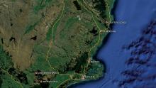 Map showing Trotters Gorge, north of Dunedin