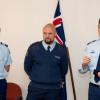 Awarding: District Commander Superintendent Win van der Velde explains the actions of Sgt Neil Mouncher and Constable Ben Turner at Taupiri