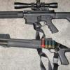 An AR15 style assault rifle and a shotgun found at the property
