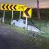 The offender's car where it failed to negotiate a bend while fleeing Police