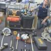 Sgt Nick Rolley with some of the recovered tools seeking a home