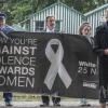 Lesley Elliott addresses marchers at Christchurch Hospital