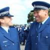 Const. Bernie Boyle-Tiatia and new constable Steven Sula, delighted at his success. 