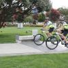 Sergeant Darren Paki and Constable Adrian Cornwall on a patrol through the Square
