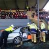 Team effort: Emergency services combine to deliver a realistic scene