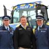 NZ Police prevention tractor with (L-R) Inspector Carpenter, Greg Moore and Superintendent Todd